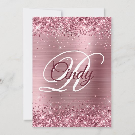 Glittery Medium Roze Folie Verrassing 50e Verjaard Kaart (Achterkant)