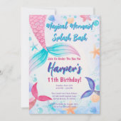 Glittery Mermaid Magique Anniversaire Invitation d (Devant)