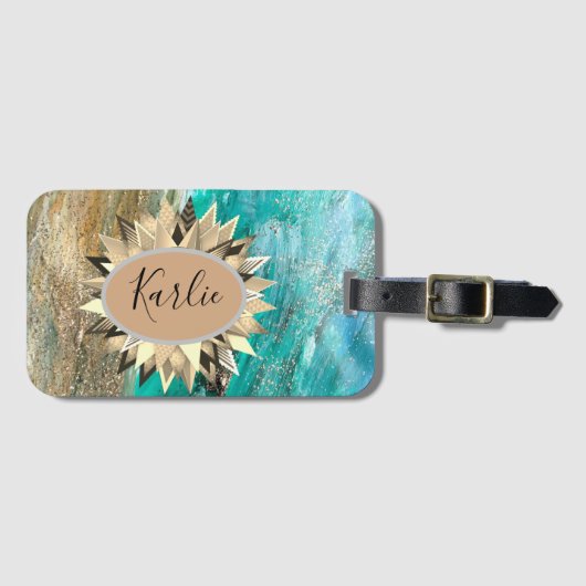 Glittery Modern, Abstract Bagagelabel op maat (Voorkant (horizontaal))