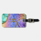 Glittery Paars, Aqua Blue en Emerald Green Ombre Bagagelabel (Voorkant horizontaal)