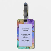 Glittery Paars, Aqua Blue en Emerald Green Ombre Bagagelabel (Achterkant verticaal)