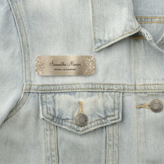 Glittery Pale Gold Foil Naamplaatje (In situ)