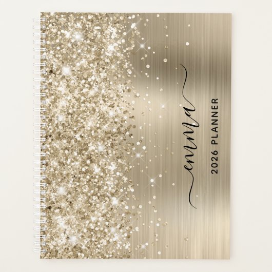 Glittery Pale Gold Foil Swash Signature (Devant)
