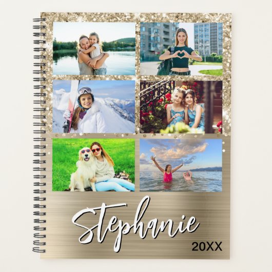 Glittery Pale Gold Glam 14 Photo Collage (Devant)