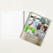 Glittery Pale Gold Glam 14 Photo Collage Planner (Display)
