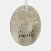 Glittery Pale Gold Glam Name Glas Ornament (Voorkant Rechts)