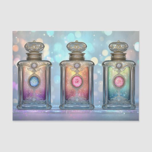 Glittery parfumflesjes AF5 Decoupage Tissuepapier (Voorkant)