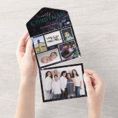 Glittery Persoonlijke familiefoto's Kerstkaart All In One Uitnodiging (Afscheurbaar)