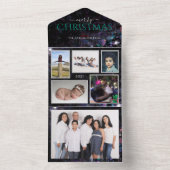 Glittery Persoonlijke familiefoto's Kerstkaart All In One Uitnodiging (Binnen)
