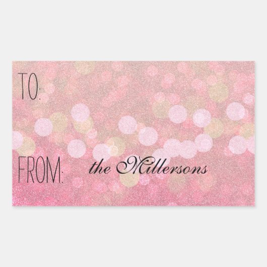 Glittery Pink Bokeh Gift Label (Voorkant)