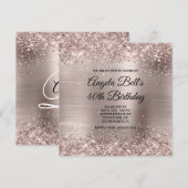 Glittery Pink Champagne Faux Foil 40th Birthday Kaart (Voorkant / Achterkant)