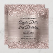 Glittery Pink Champagne Faux Foil Fancy Monogram Kaart (Voorkant / Achterkant)