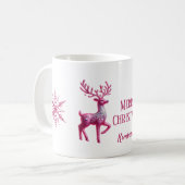 Glittery Pink Deer Merry Christmas Naam Mok (Voorkant links)