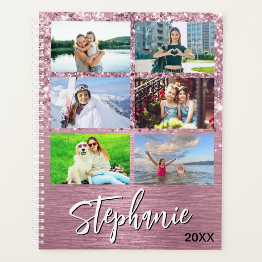Glittery Pink Glam 14 Photo Collage Planner (Voorkant)