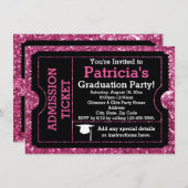 Glittery Pink Graduation Party Billet Invitation (Devant / Derrière)