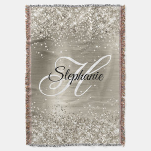 Glittery Platinum Folie Fancy Monogram Deken