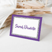 Glittery Purple & Silver Merci Carte Note
