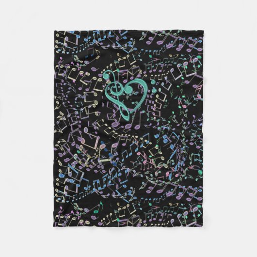 Glittery Rainbow Musical Notes Music Lover Throw Fleece Deken (Voorkant)