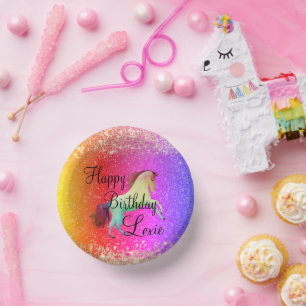 Glittery Rainbow Unicorn Birthday Papieren Kommen
