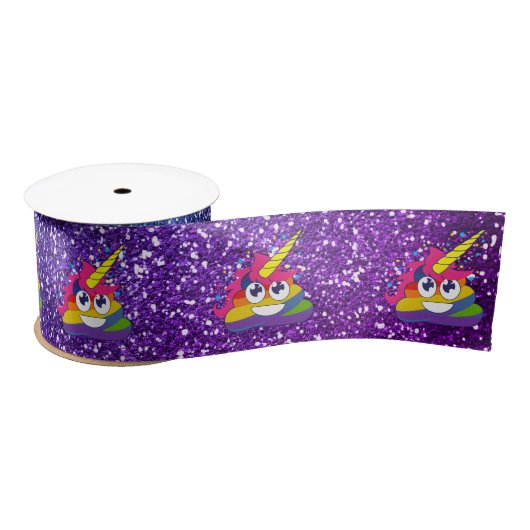 Glittery Rainbow Unicorn Poop Emoji Ribbon Lint (Spoel)