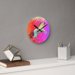 Glittery Rainbow Unicorn Ronde Klok