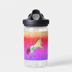 Glittery Rainbow Unicorn Waterfles