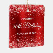 Glittery Red Folie 30th Birthday Keramisch Ornament (Rechts)