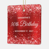 Glittery Red Folie 30th Birthday Keramisch Ornament (Links)