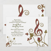 Glittery Red Gold White Music Weddenschap Kaart (Voorkant / Achterkant)