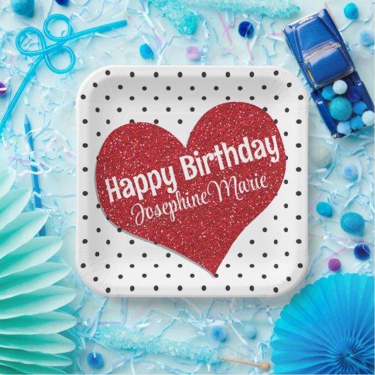 Glittery Red Heart, liefje Elke dag Papieren Bordje (Feest)