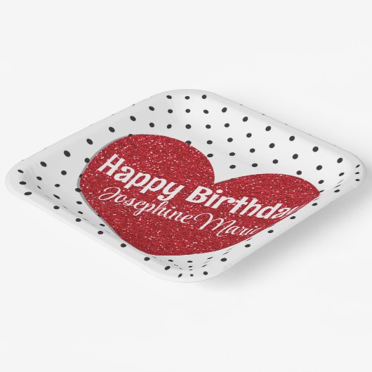 Glittery Red Heart, liefje Elke dag Papieren Bordje (Gebogen)