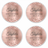 Glittery Roos Gold 6" Circles 40th Birthday Sticker (Voorkant)