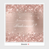 Glittery Roos Gold Bridesmaid Gift Box Sticker (Vel)