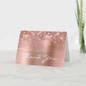 Glittery Roos Gold Elegant 60th Birthday Bedankkaart (Voorkant)