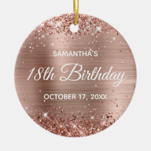 Glittery Roos Gold Foil 18th Birthday Keramisch Ornament