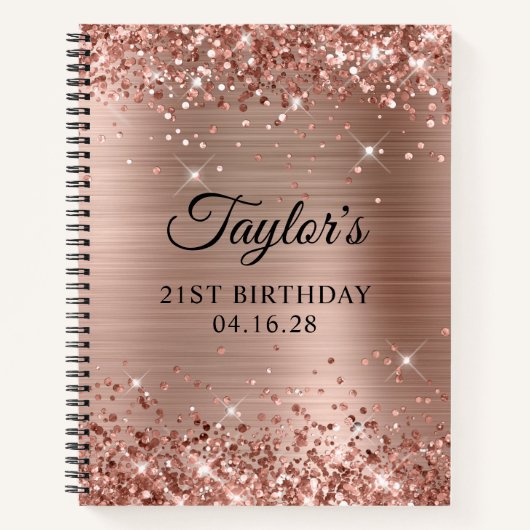 Glittery Roos Gold Foil 21st Birthday Notitieboek (Voorkant)