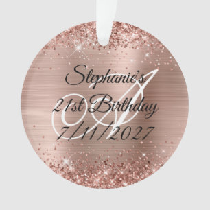 Glittery Roos Gold Foil 21st Birthday Ornament