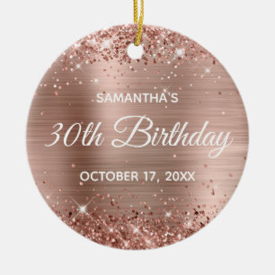 Glittery Roos Gold Foil 30th Birthday Keramisch Ornament