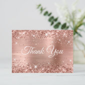 Glittery Roos Gold Foil 40th Birthday Bedankkaart (Staand voorkant)