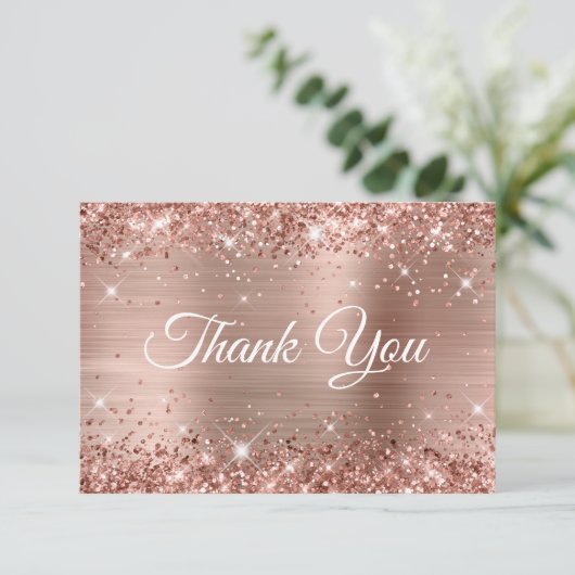 Glittery Roos Gold Foil 40th Birthday Bedankkaart (Staand voorkant)