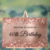 Glittery Roos Gold Foil 40th Birthday Welkom Acryl Bord (Neutraal)