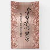 Glittery Roos Gold Foil 40th Birthday Welkom Spandoek (Verticaal)