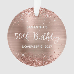 Glittery Roos Gold Foil 50th Birthday Ornament