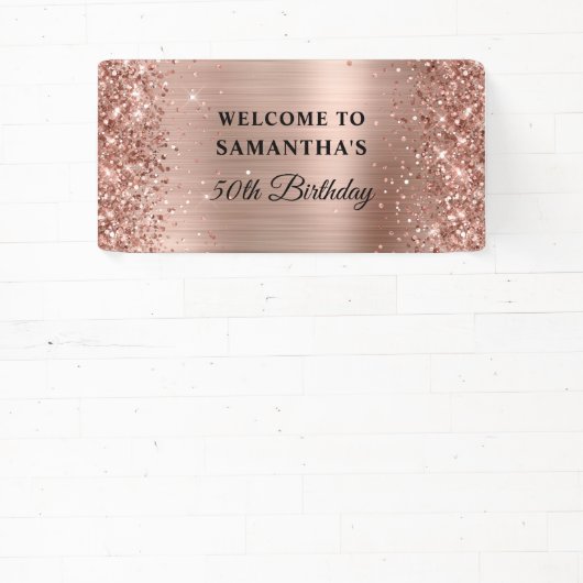 Glittery Roos Gold Foil 50th Birthday Spandoek (Insitu)