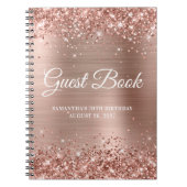 Glittery Roos Gold Foil 70th Birthday Guestbook Notitieboek (Voorkant)