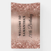 Glittery Roos Gold Foil 70th Birthday Spandoek (Verticaal)