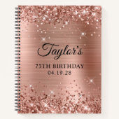 Glittery Roos Gold Foil 75th Birthday Guest Notitieboek (Voorkant)