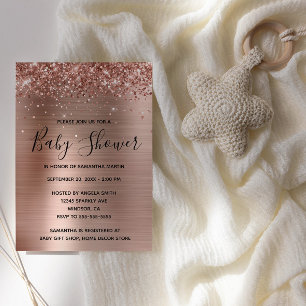 Glittery Roos Gold Foil Baby shower Kaart