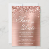 Glittery Roos Gold Foil Bespaar op datum Kaart (Voorkant)