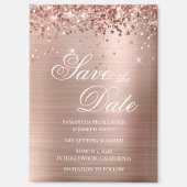 Glittery Roos Gold Foil Bespaar op datum Magneet (Voorkant)